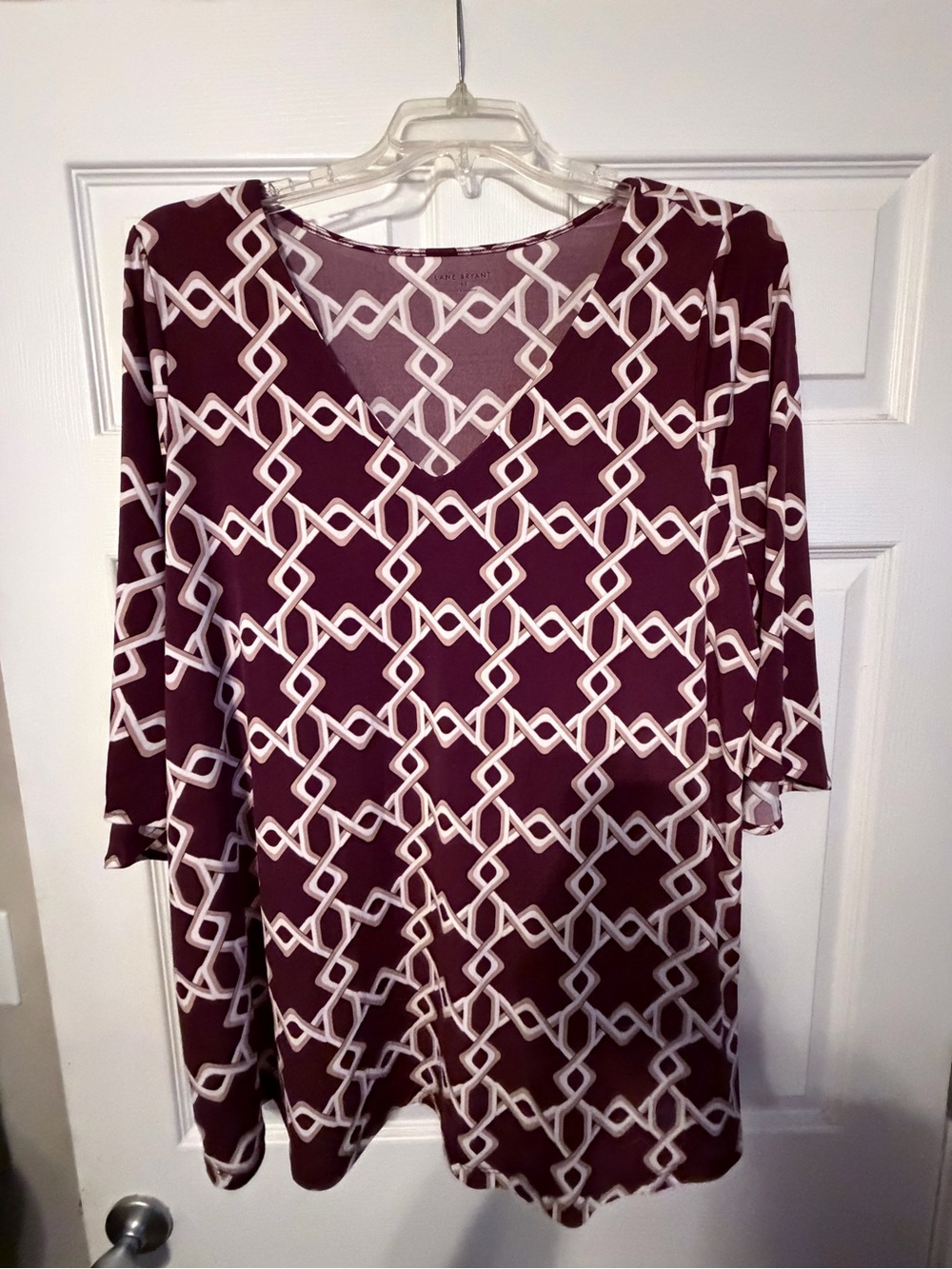 Lane Bryant Mauve Geometric V-Neck Tunic